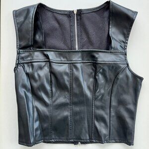 Black Shein "Leather" Vest - Super Cute. Super Sexy. Rear Zip.